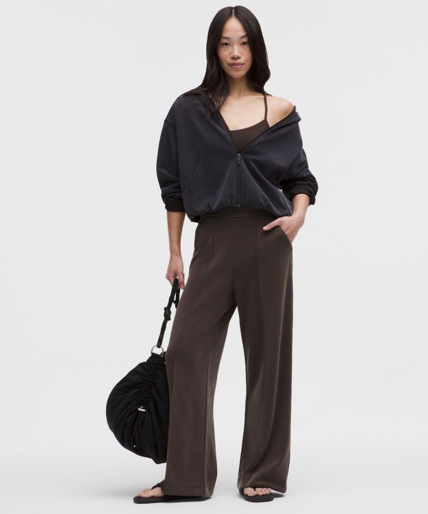 Brushed Softstreme 女士拉绒中褶阔腿裤