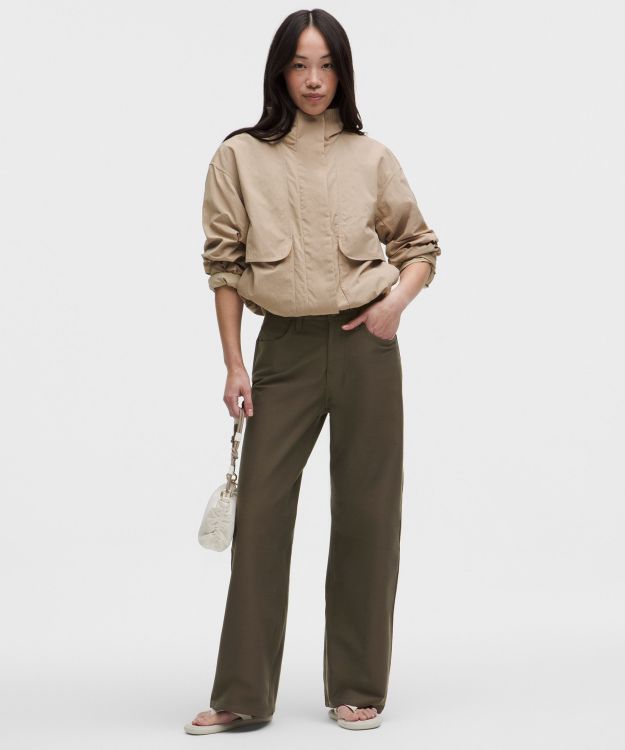 EasyFive 女士五袋款经典剪裁低腰阔腿裤