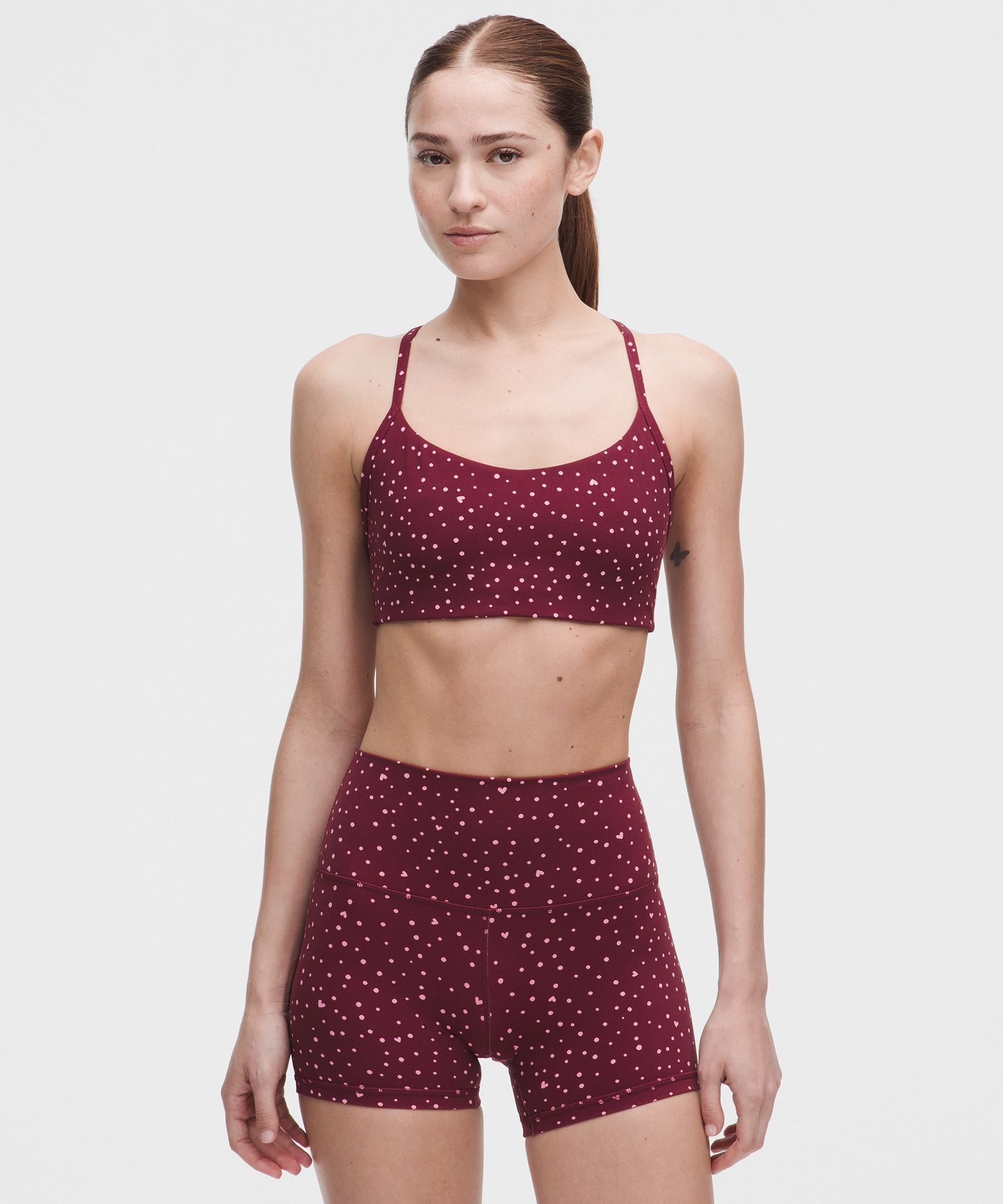 勃艮第酒红棉花糖粉心形点状散落印花