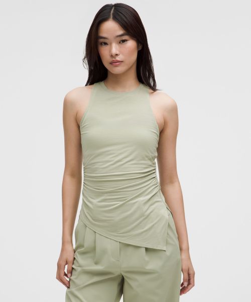 Modal-Silk 女士莫代尔丝质混纺不对称下摆运动背心