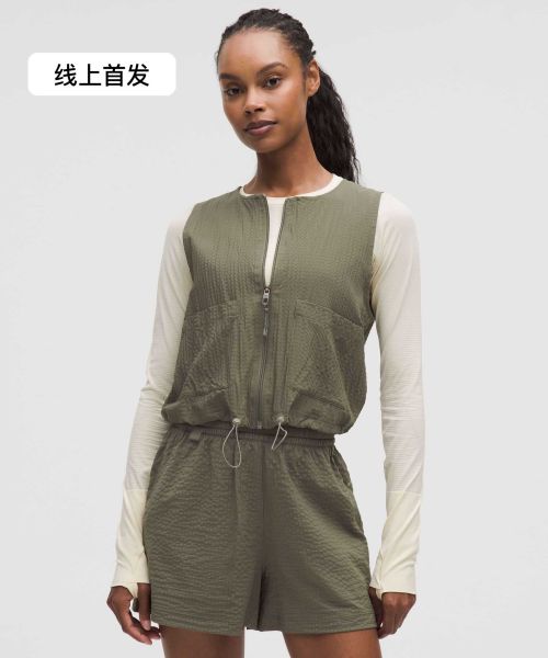 Grid-Texture 女士徒步网格纹理工装马甲