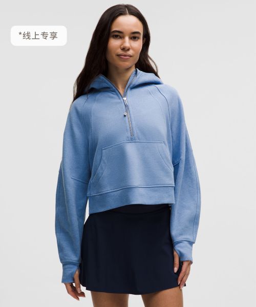 Scuba 女士超宽松款半拉链连帽衫