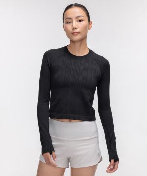 轮廓感杂色罗纹黑