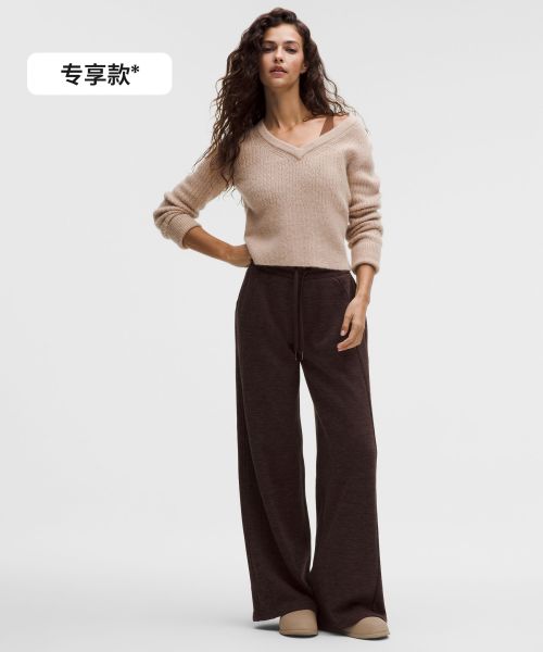 Scuba 女士常规款中腰阔腿裤 *加绒