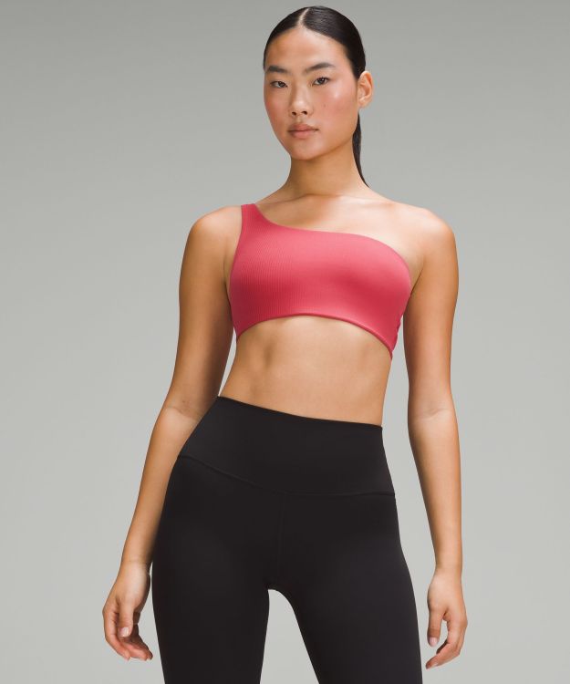 Ribbed Nulu™ 女士斜肩款罗纹瑜伽内衣