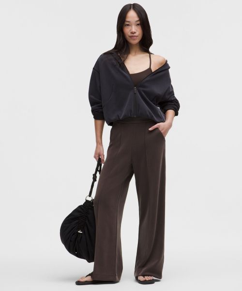 Brushed Softstreme 女士拉绒中褶阔腿裤