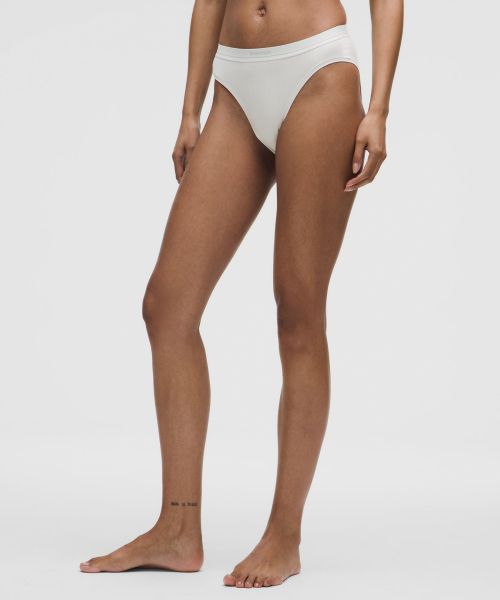 Stretch Cotton 女士弹力棉混纺罗纹徽标款超高腰比基尼内裤