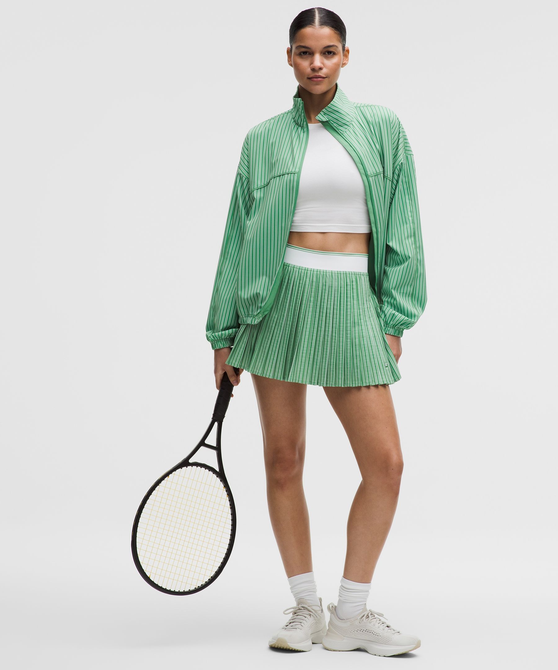 营帐绿白竖条纹/白