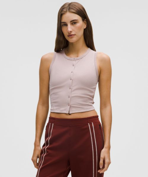 Soft Ribbed 女士罗纹前侧纽扣款背心