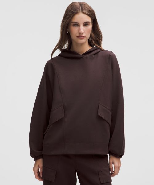 Cotton-Blend 女士棉混纺双面针织超宽松款连帽衫