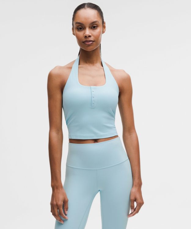 Ribbed Nulu 女士罗纹亨利领挂脖运动背心 B/C