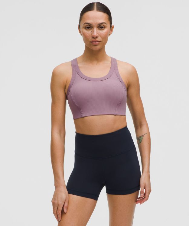 Ribbed Nulu? 女士瑜伽罗纹圆领运动内衣