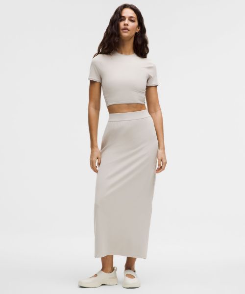 Nulu 女士双侧抽绳高腰长款半身裙