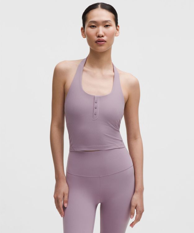 Ribbed Nulu 女士罗纹亨利领挂脖运动背心 B/C