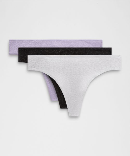 InvisiWear 女士中腰 T 型内裤 *蕾丝 3 条装
