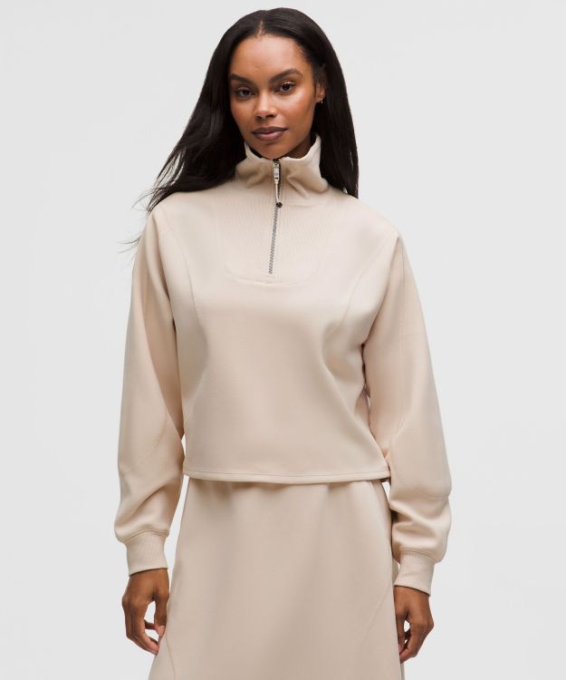 Side-Zip 女士侧边拉链罗纹拼接半拉链衫