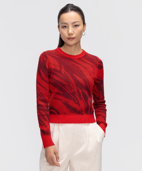 Cotton-Blend 女士棉混纺提花毛衣 *新年款