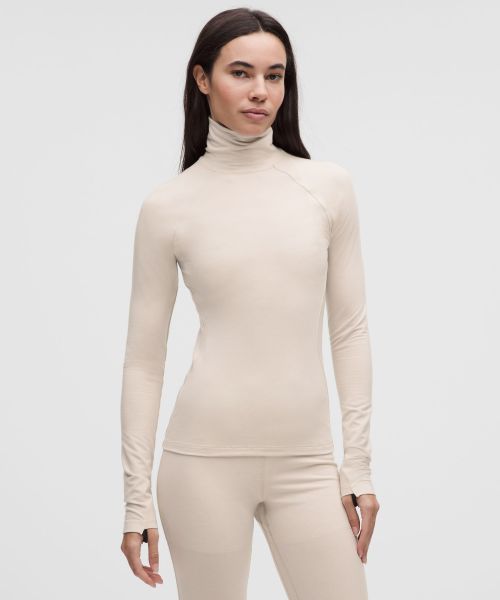 Wool-Blend 女士运动羊毛混纺高领打底衫