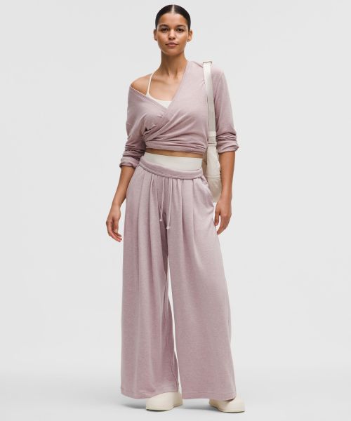 BeCalm 女士高腰褶饰加宽阔腿裤