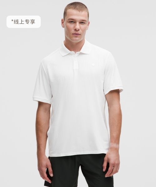 UV-Protective 男士网球条纹网面休闲衫 防晒