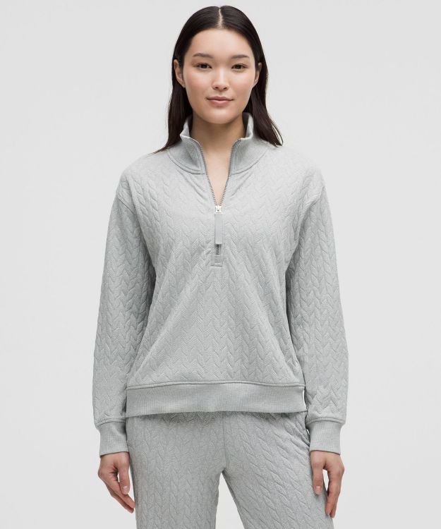 Engineered Warmth 女士绞花针织半拉链运动衫