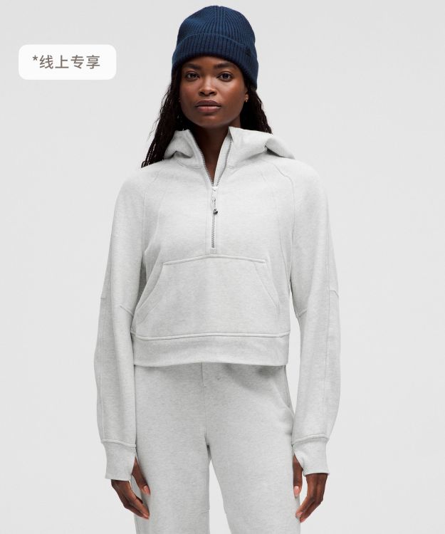 Scuba 女士超宽松款半拉链连帽衫 *抓绒