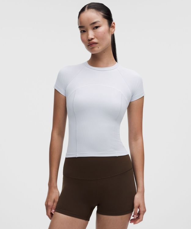 Ribbed Nulu 女士罗纹短袖 T 恤 速干芯吸