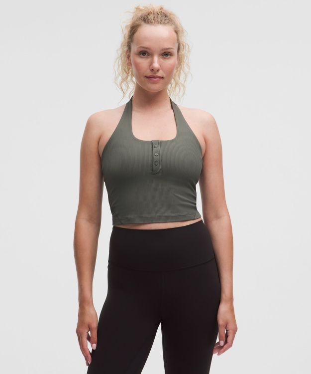 Ribbed Nulu 女士罗纹亨利领挂脖运动背心 B/C