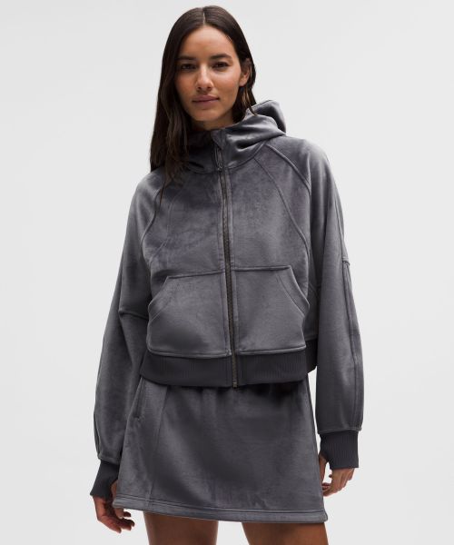 Scuba 女士超宽松款拉链连帽衫 *丝绒