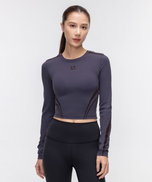 Wunder Train 女士运动短款长袖 T 恤 *植绒