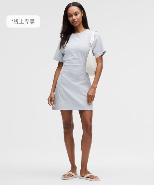 Cotton Jersey 女士棉混纺平纹针织后侧开口短款连衣裙