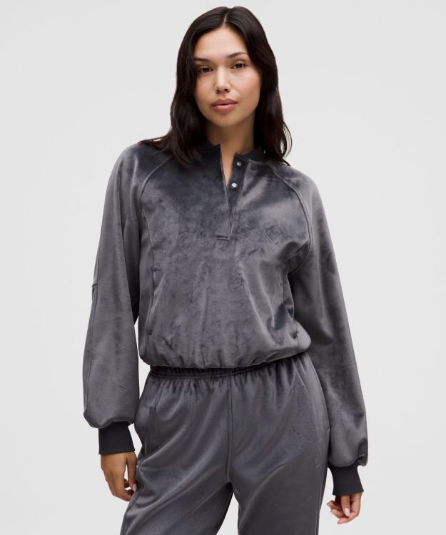 Scuba 女士短款亨利领套头卫衣 *丝绒