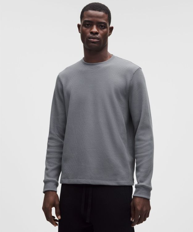 Cotton-Blend 男士棉混纺华夫格长袖针织衫