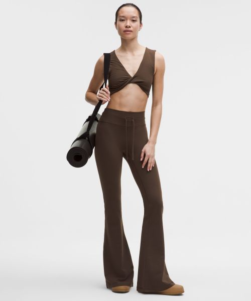 Groove Rib 女士运动罗纹高腰加宽喇叭裤