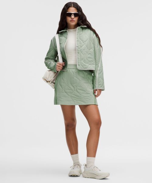 Wave-Quilt 女士波浪绗缝带夹层短裙