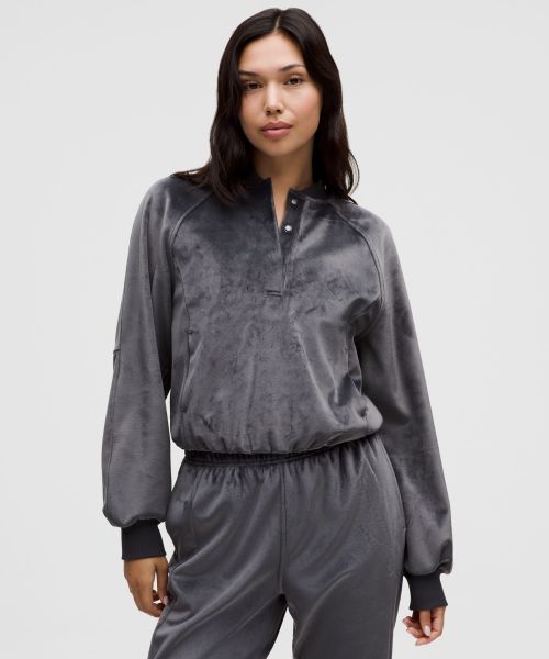 Scuba 女士短款亨利领套头卫衣 *丝绒