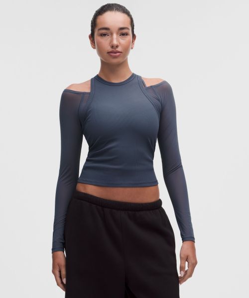 Layered Mesh Nulu™ 女士网面表层长袖 T 恤