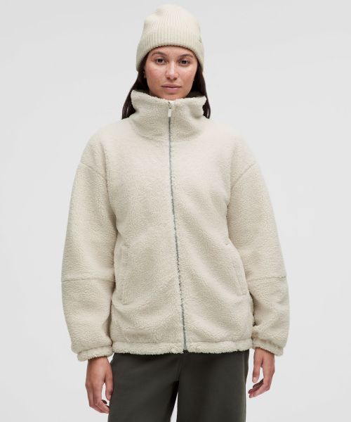 Textured Fleece 女士纹理拉绒带抽绳拉链外套