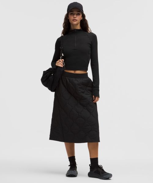 Wave-Quilt 女士波浪绗缝带夹层中长裙