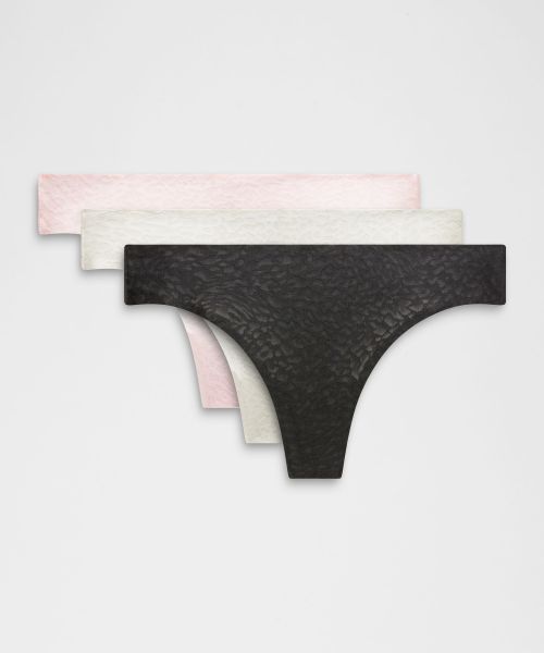 InvisiWear 女士中腰 T 型内裤 *蕾丝 3 条装