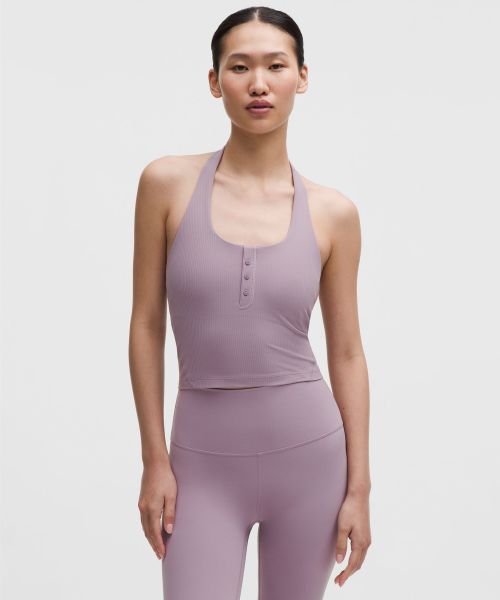 Ribbed Nulu 女士罗纹亨利领挂脖运动背心 B/C