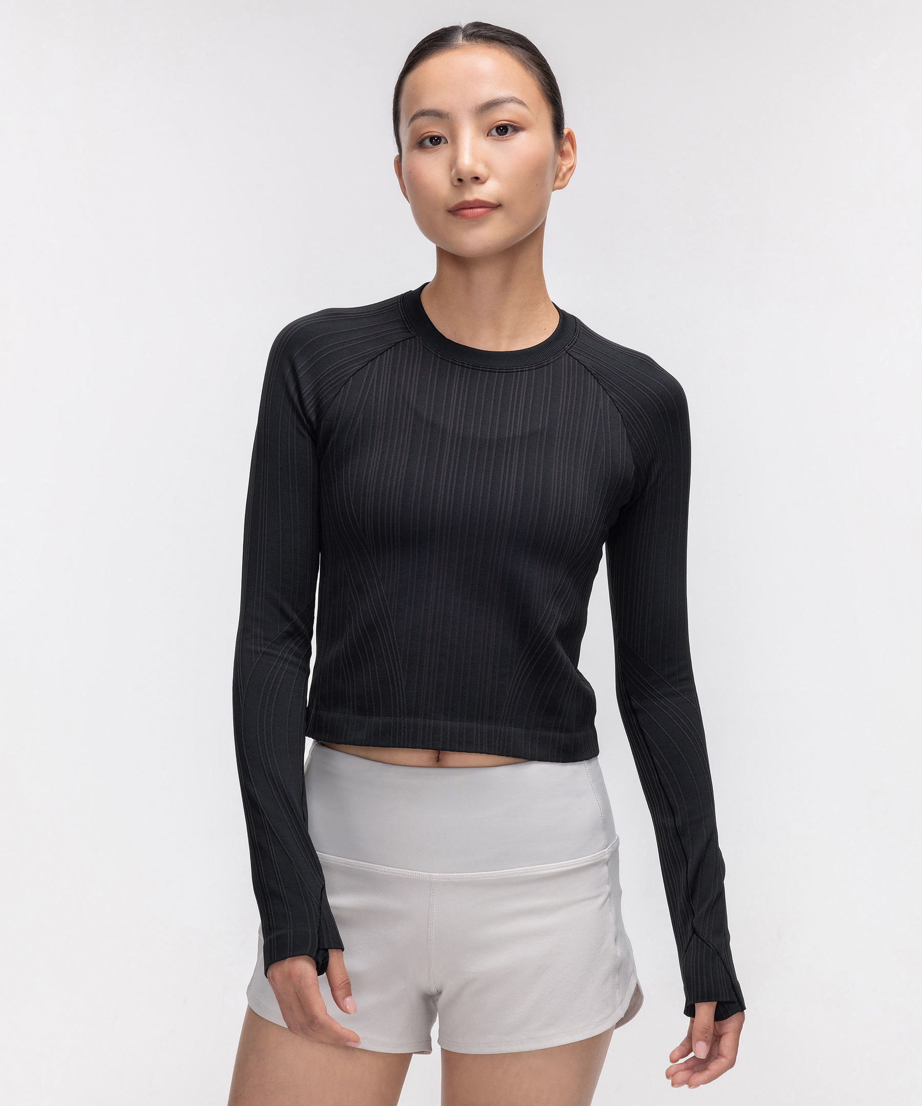 轮廓感杂色罗纹黑