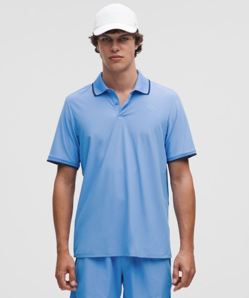 UV-Protective 男士网球条纹网面休闲衫