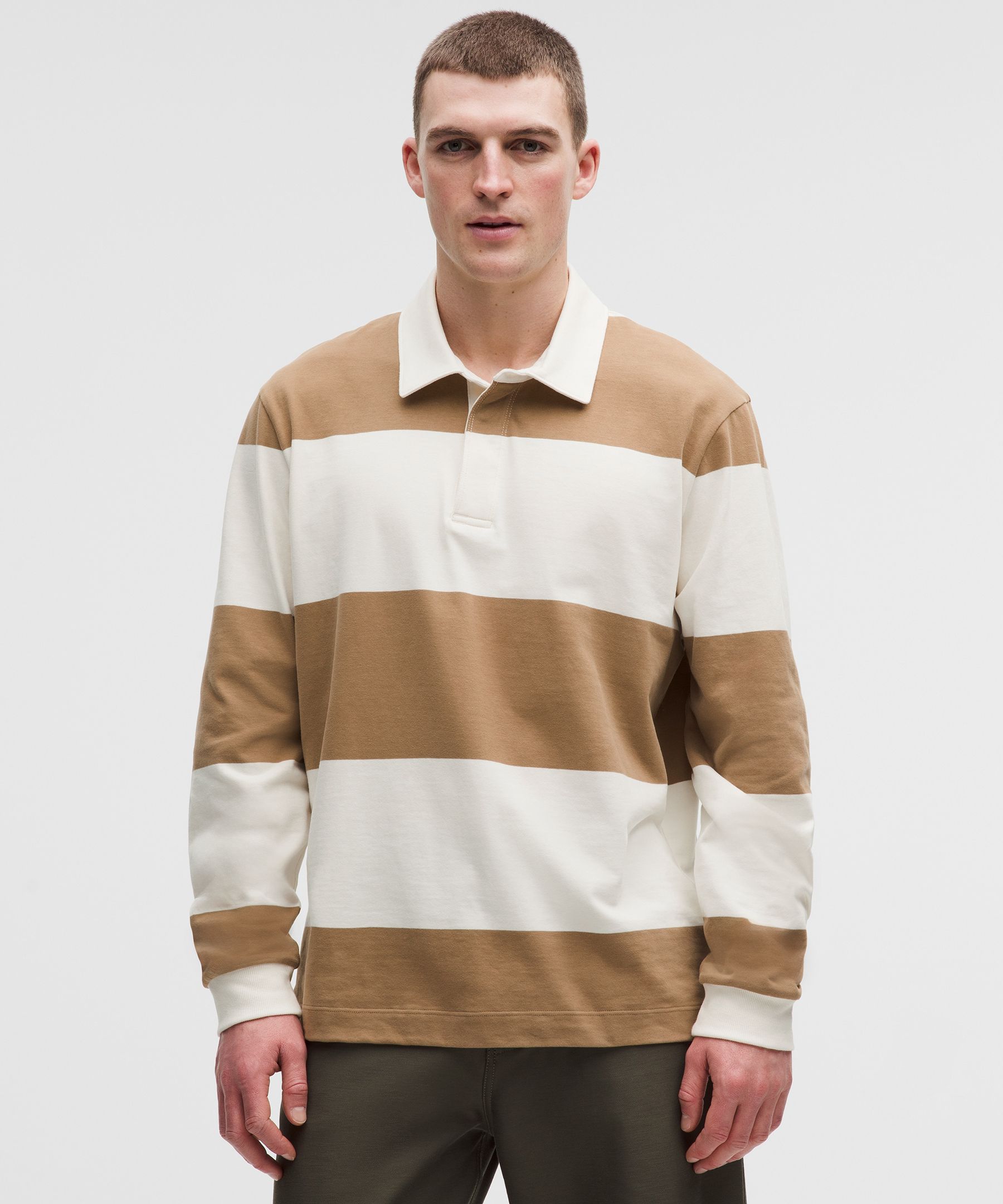 驼棕椰奶白宽条纹